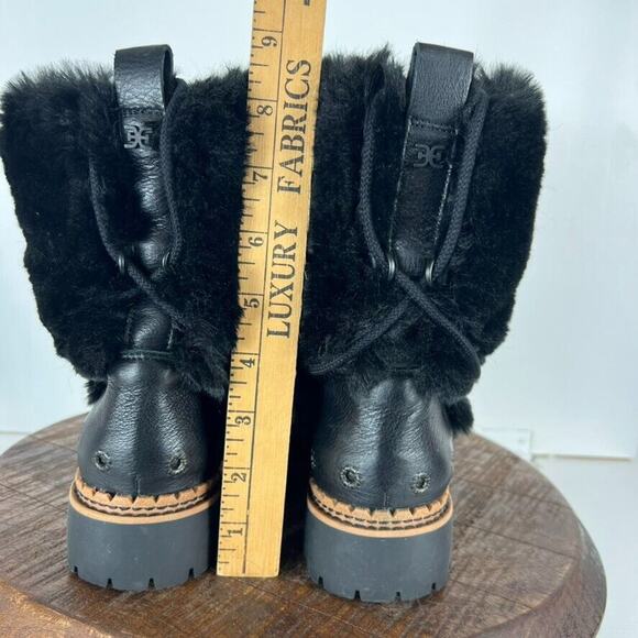 Sam Edelman Boots Women's Size 7.5 Blanche Black Leather Faux Fur Pom Pom Ankle - Picture 5 of 15